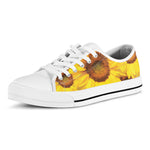 Yellow Sunflower Print White Low Top Shoes