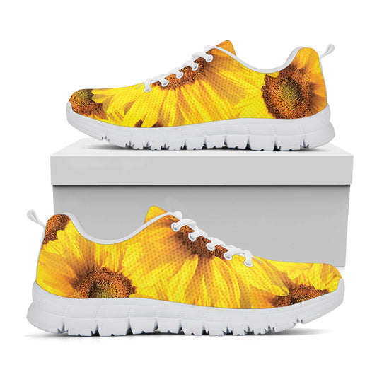 Yellow Sunflower Print White Sneakers