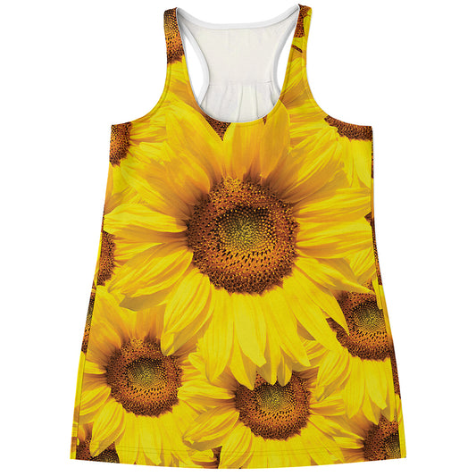 Yellow Sunflower Print Women's Racerback Tank Top