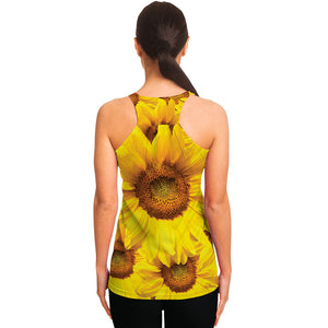 Yellow Sunflower Print Women's Racerback Tank Top