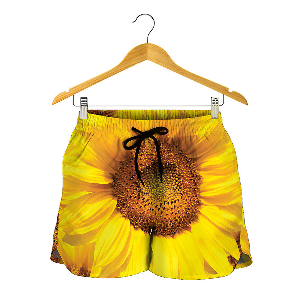 Yellow Sunflower Print Women's Shorts