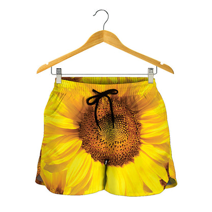 Yellow Sunflower Print Women's Shorts