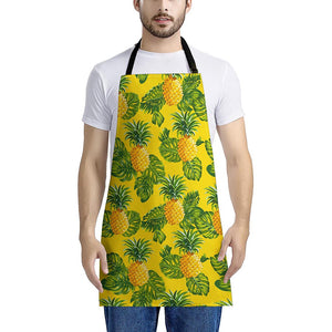 Yellow Tropical Pineapple Pattern Print Apron