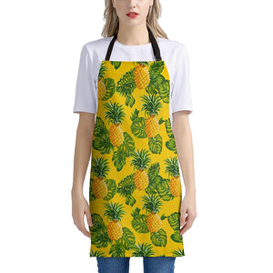 Yellow Tropical Pineapple Pattern Print Apron