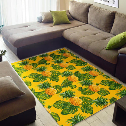 Yellow Tropical Pineapple Pattern Print Area Rug GearFrost