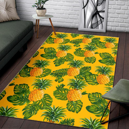 Yellow Tropical Pineapple Pattern Print Area Rug GearFrost