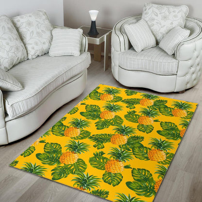 Yellow Tropical Pineapple Pattern Print Area Rug GearFrost