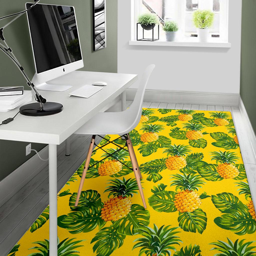 Yellow Tropical Pineapple Pattern Print Area Rug GearFrost
