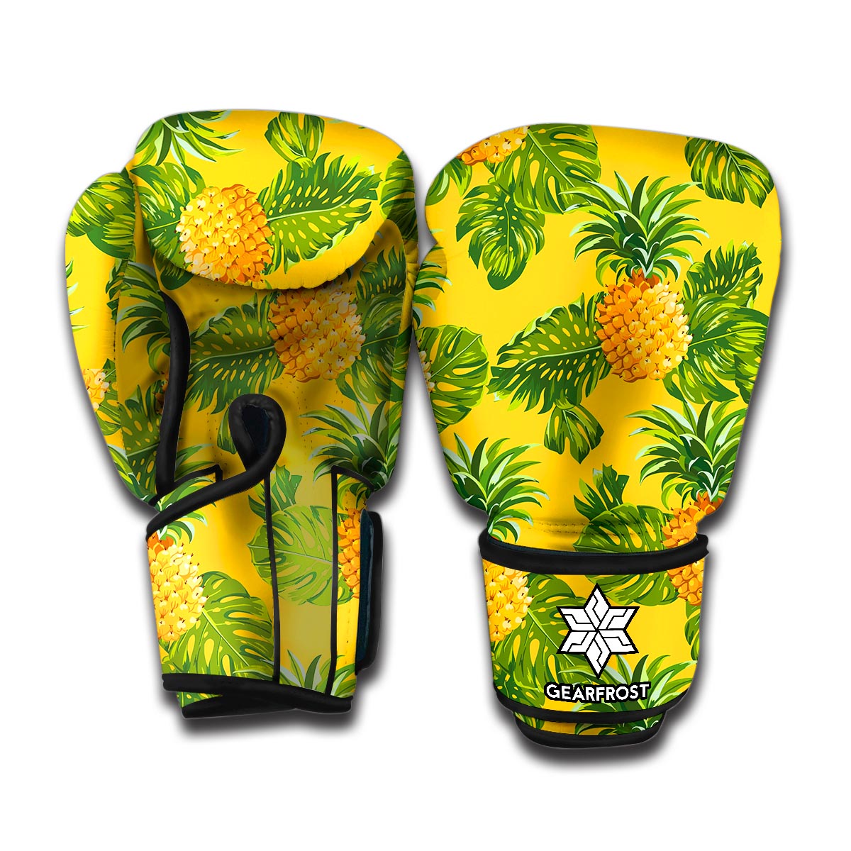 Yellow Tropical Pineapple Pattern Print Boxing Gloves