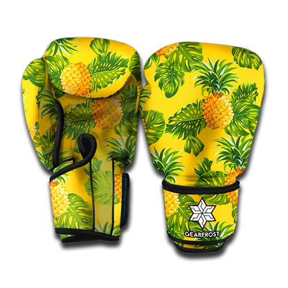 Yellow Tropical Pineapple Pattern Print Boxing Gloves