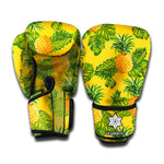 Yellow Tropical Pineapple Pattern Print Boxing Gloves