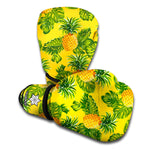 Yellow Tropical Pineapple Pattern Print Boxing Gloves