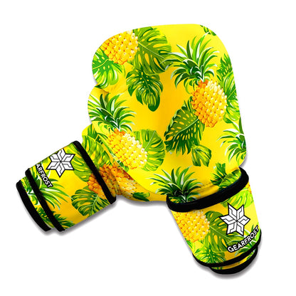 Yellow Tropical Pineapple Pattern Print Boxing Gloves
