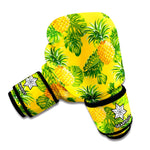 Yellow Tropical Pineapple Pattern Print Boxing Gloves