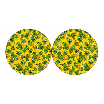 Yellow Tropical Pineapple Pattern Print Car Coasters