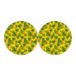 Yellow Tropical Pineapple Pattern Print Car Coasters
