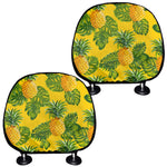 Yellow Tropical Pineapple Pattern Print Car Headrest Covers