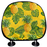 Yellow Tropical Pineapple Pattern Print Car Headrest Covers