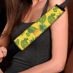 Yellow Tropical Pineapple Pattern Print Car Seat Belt Covers