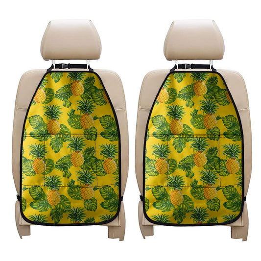 Yellow Tropical Pineapple Pattern Print Car Seat Organizers