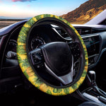 Yellow Tropical Pineapple Pattern Print Car Steering Wheel Cover