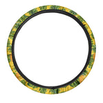 Yellow Tropical Pineapple Pattern Print Car Steering Wheel Cover