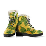 Yellow Tropical Pineapple Pattern Print Comfy Boots GearFrost