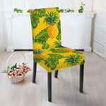 Yellow Tropical Pineapple Pattern Print Dining Chair Slipcover