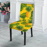 Yellow Tropical Pineapple Pattern Print Dining Chair Slipcover