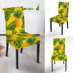 Yellow Tropical Pineapple Pattern Print Dining Chair Slipcover