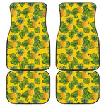 Yellow Tropical Pineapple Pattern Print Front and Back Car Floor Mats