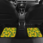 Yellow Tropical Pineapple Pattern Print Front and Back Car Floor Mats