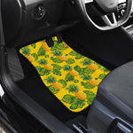 Yellow Tropical Pineapple Pattern Print Front and Back Car Floor Mats