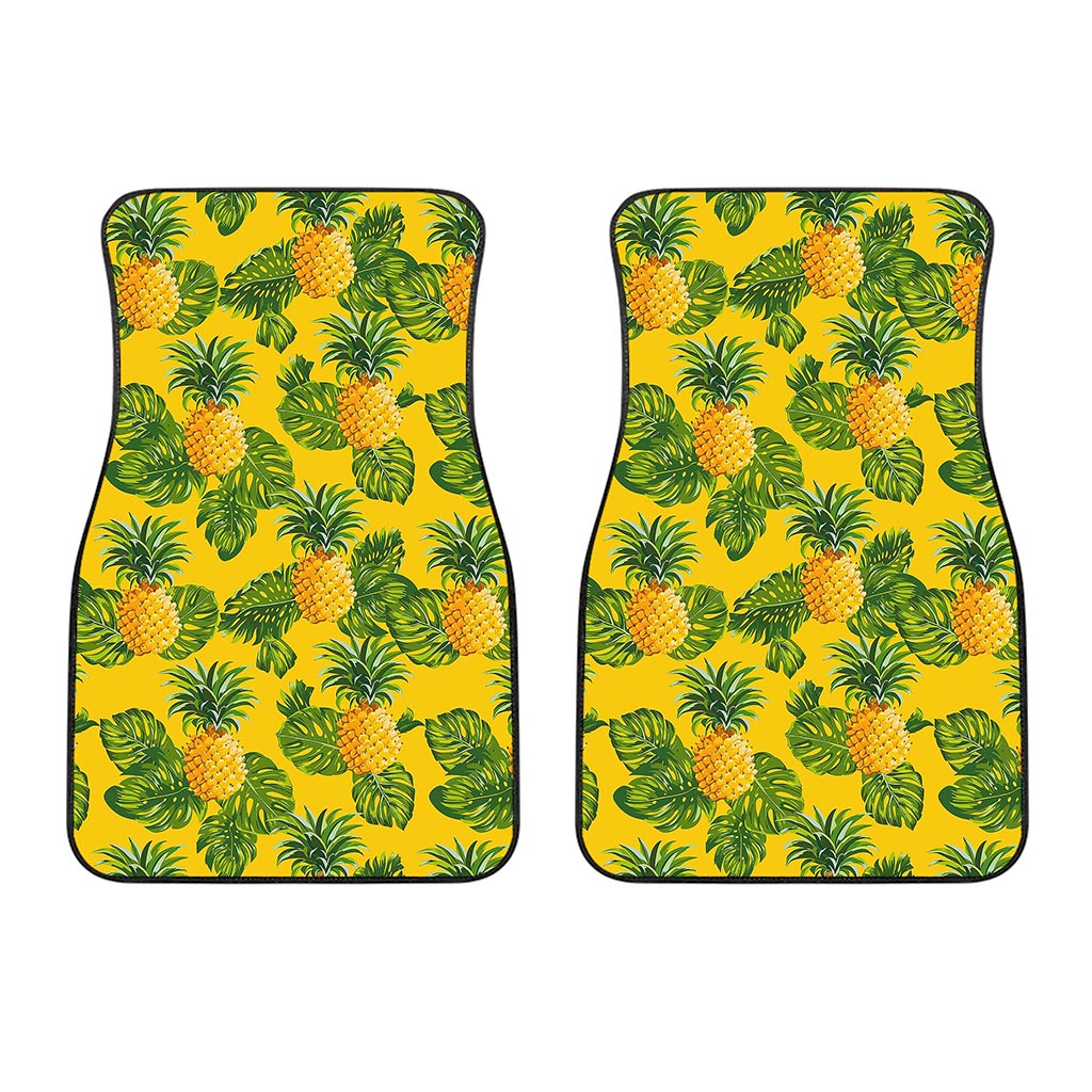 Yellow Tropical Pineapple Pattern Print Front Car Floor Mats