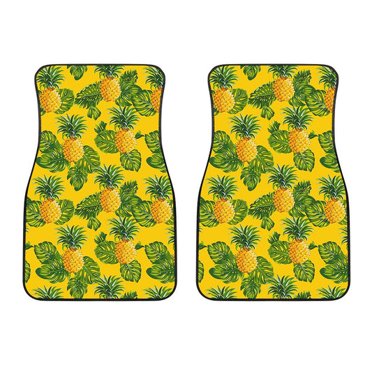 Yellow Tropical Pineapple Pattern Print Front Car Floor Mats