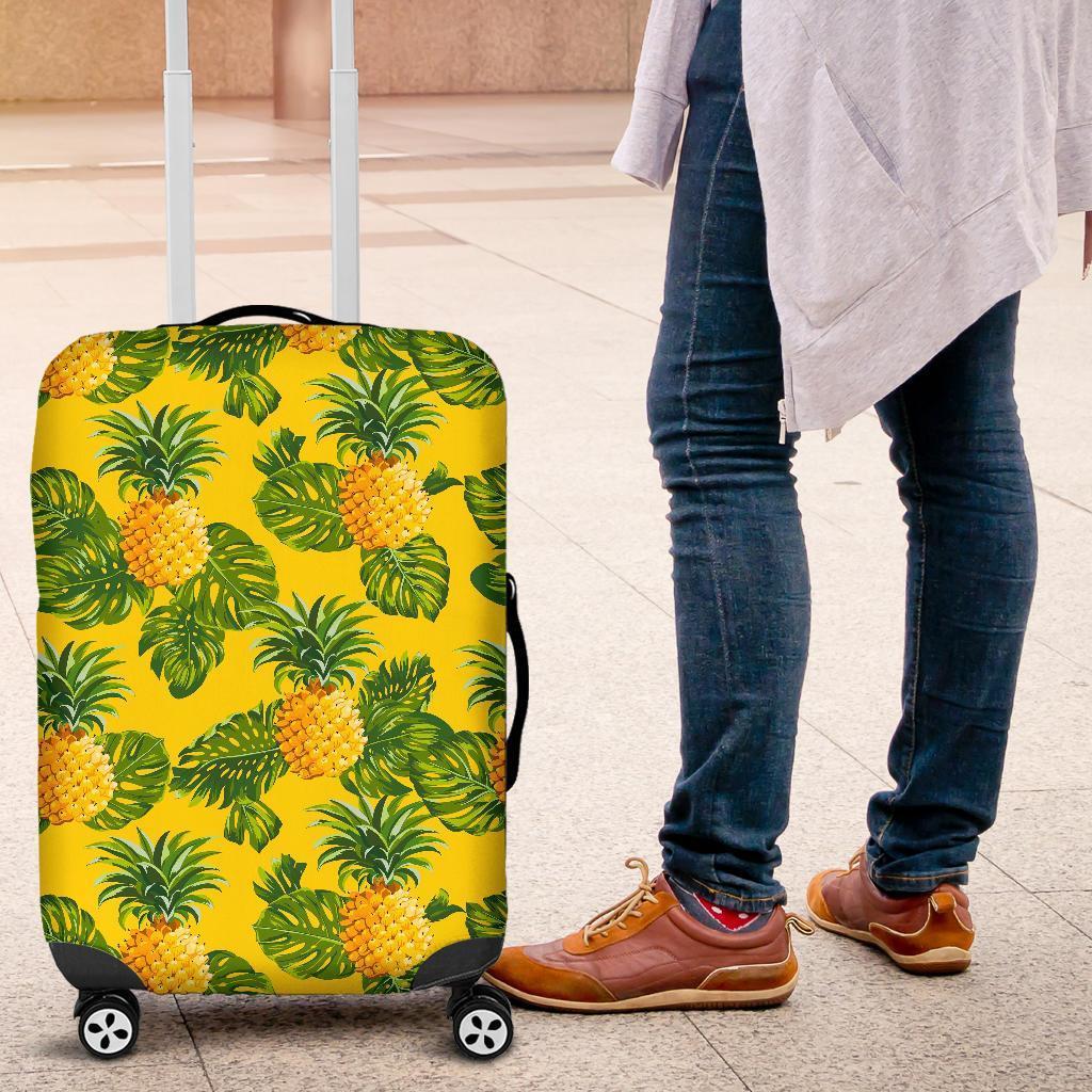 Yellow Tropical Pineapple Pattern Print Luggage Cover GearFrost