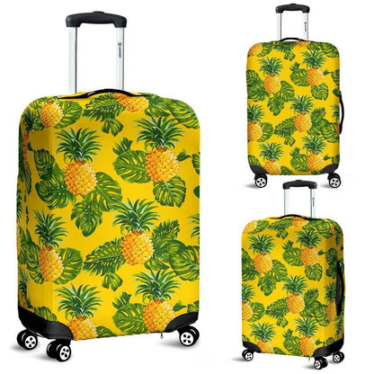 Yellow Tropical Pineapple Pattern Print Luggage Cover GearFrost