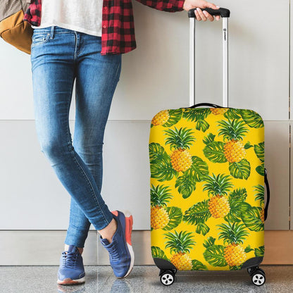 Yellow Tropical Pineapple Pattern Print Luggage Cover GearFrost