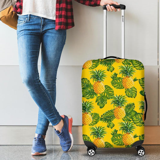 Yellow Tropical Pineapple Pattern Print Luggage Cover GearFrost