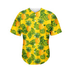 Yellow Tropical Pineapple Pattern Print Men's Baseball Jersey