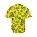 Yellow Tropical Pineapple Pattern Print Men's Baseball Jersey