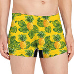 Yellow Tropical Pineapple Pattern Print Men's Boxer Briefs