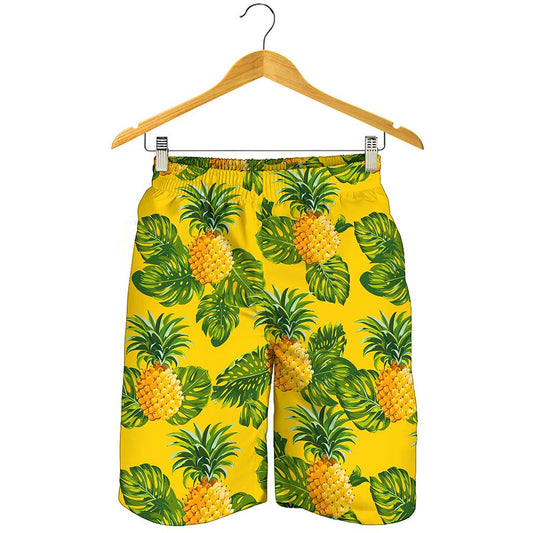 Yellow Tropical Pineapple Pattern Print Men's Shorts