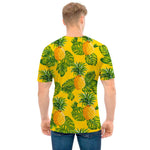 Yellow Tropical Pineapple Pattern Print Men's T-Shirt