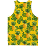 Yellow Tropical Pineapple Pattern Print Men's Tank Top