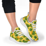 Yellow Tropical Pineapple Pattern Print Mesh Knit Shoes GearFrost