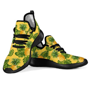 Yellow Tropical Pineapple Pattern Print Mesh Knit Shoes GearFrost