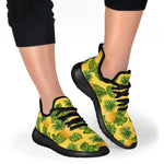 Yellow Tropical Pineapple Pattern Print Mesh Knit Shoes GearFrost