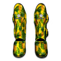 Yellow Tropical Pineapple Pattern Print Muay Thai Shin Guards