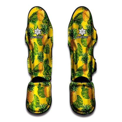Yellow Tropical Pineapple Pattern Print Muay Thai Shin Guard